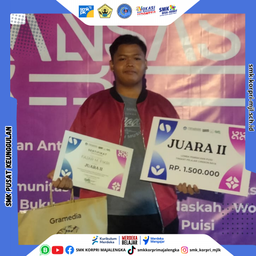 Siswa SMK KORPRI Majalengka juara ke2 lomba baca puisi sewilayah 3 cirebon
